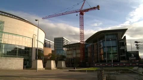 Belfast Waterfront Hall Pan Stock Footage 10900825
