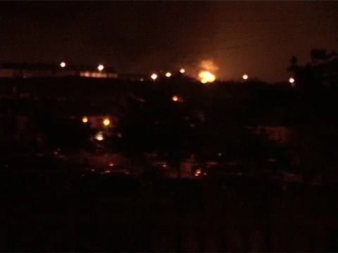 Belfast's skyline with Eleventh Night's bonefires Stock Footage 77270256