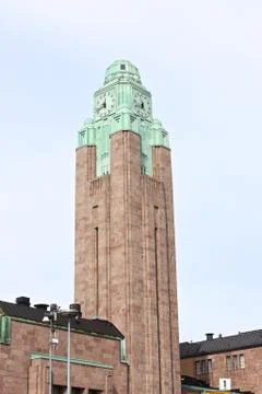 Belfry made of bricks in Helsinki. Stock Photos