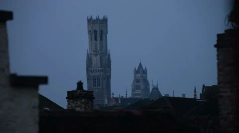 Belfry Tower at dawn Video stock 42310107