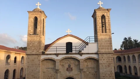 Belfry's of a Church inside a Monastery Time lapse Shot Video stock 101795394