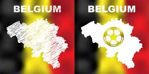 Belgian Abstract Maps set with flag and ball. Stock Illustration