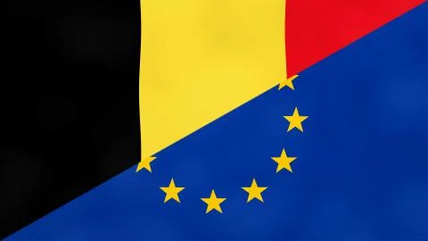 Belgian and Europe split flag. Brexit concept of Belgium leaving European Uni Stock Illustration