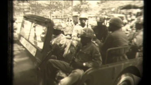 Belgian Congo Force Punlique Soldiers and Jeeps Stock Footage 129863053