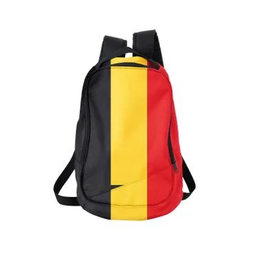 Belgian flag backpack isolated on white Stock Photos
