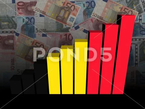Belgian flag bar chart over euros illustration Stock Illustrationen