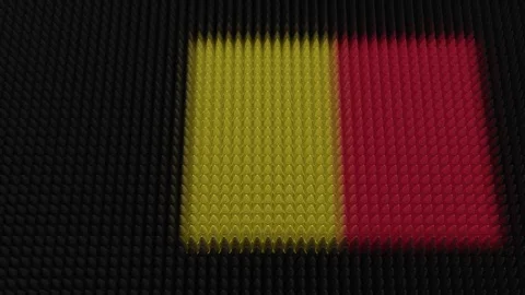 Belgian Flag Light Shining on Scrolling Bullets Stock Footage 283883620