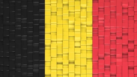 Belgian flag made of cubes moving up and down in a random pattern. Stock Footage 115599134