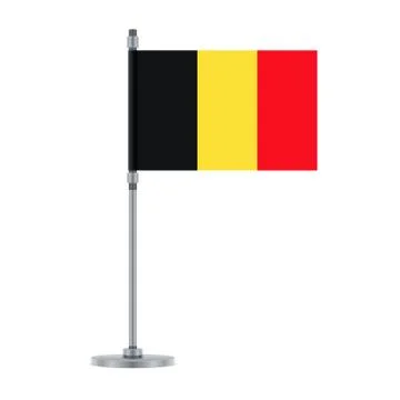 Belgian flag on the metallic pole, vector illustration Stock Illustration