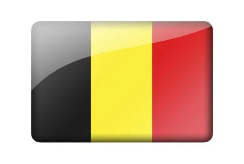 The Belgian flag. Rectangular glossy icon. Isolated on white background Stock Illustration