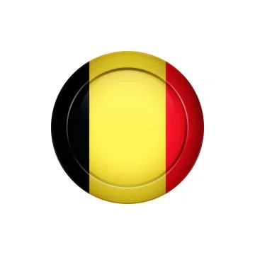 Belgian flag on the round button, vector illustration Stock Illustration