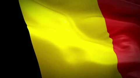 Belgian flag waving in wind video footage Full HD. Realistic Belgian Flag Stock Footage 97153435