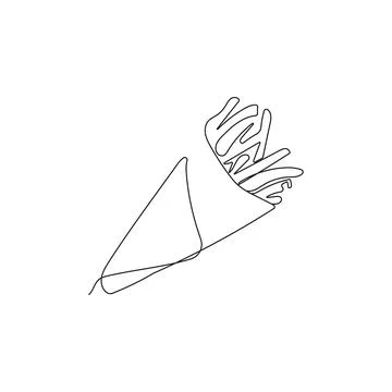 Belgian fried potatoes. One line art. Stock Illustration