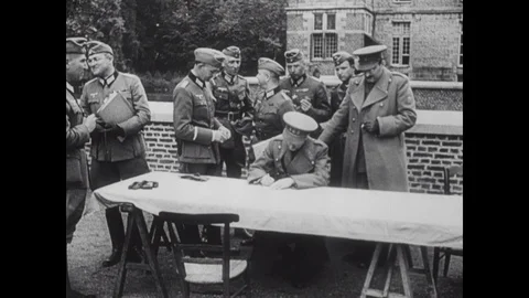 Belgian general signs surrender Stock Footage 103386839