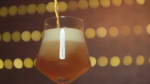 Belgian Geuze Craft Beer Pour - Slow Motion Stock Footage