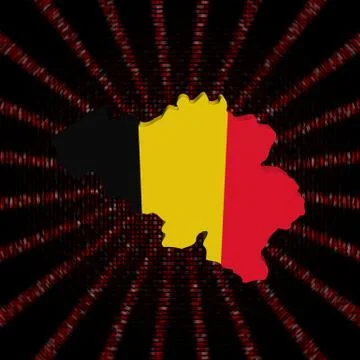 Belgian map flag on red hex code burst illustration 库存插图