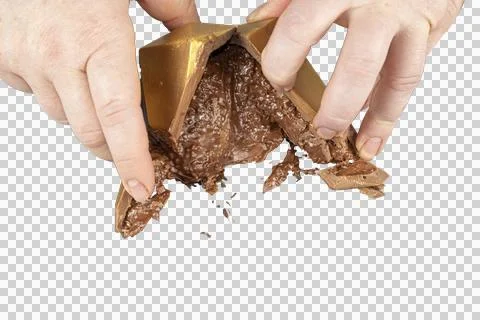 Belgian milk chocolate Easter egg in golden front shape 13.PNG Stock Photos