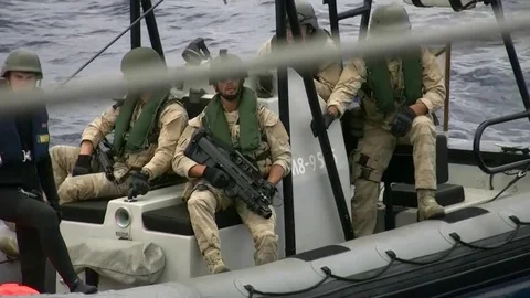 Belgian navy vessel operates on mediterranean sea for SAR Stock Footage 70180925