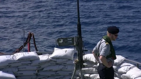Belgian navy vessel operates on mediterranean sea for SAR Stock-Footage 70181027