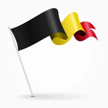 Belgian pin wavy flag. Vector illustration Stock Illustration