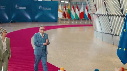 Belgian Prime Minister Bart De Wever arriving at the European Council summit in Stock Footage 335393984