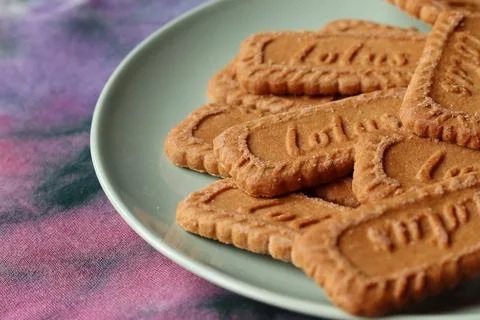 Belgian speculoos (biscoff) cookies, with Tye Dye Stock Photos