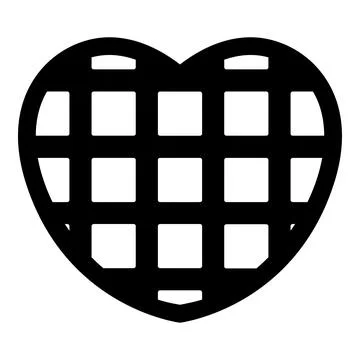 Belgian waffle Dessert template shape heart icon black color vector illustr.. Stock Illustration