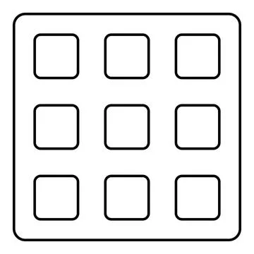 Belgian waffle Dessert template shape square contour outline line icon blac.. Stockillustratie