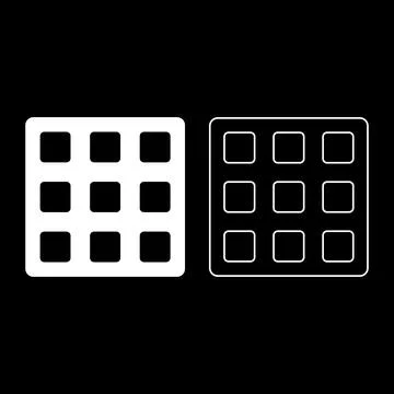 Belgian waffle Dessert template shape square set icon white color vector il.. Stock Illustration