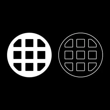 Belgian waffle Dessert template shape round set icon white color vector ill.. Stock Illustration