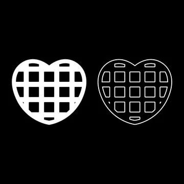Belgian waffle Dessert template shape heart set icon white color vector ill.. Stock Illustration