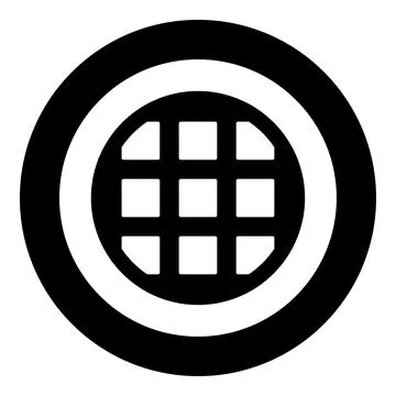 Belgian waffle Dessert template shape round icon in circle round black colo.. Stock Illustration