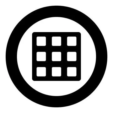 Belgian waffle Dessert template shape square icon in circle round black col.. Stock Illustration