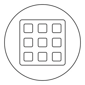 Belgian waffle Dessert template shape square icon in circle round black col.. Stock Illustration