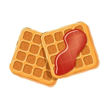 Belgian waffle icon in flat style. Bakery waffle vector illustration on iso.. Stock Illustration