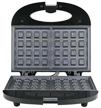 Belgian waffle maker isolated on a white background. Completely in focus. Stock Photos