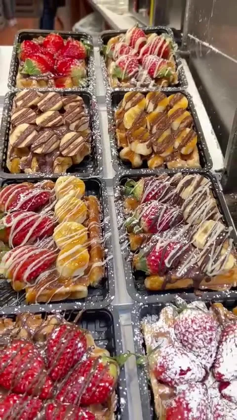 Belgian Waffle Toppings Stock Footage 234471239