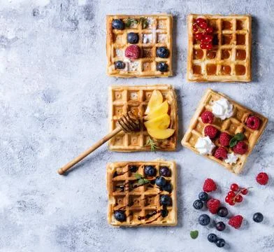 Belgian waffles with berries Stock Photos