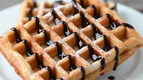 Belgian Waffles with chocolate Stock Footage 307048981