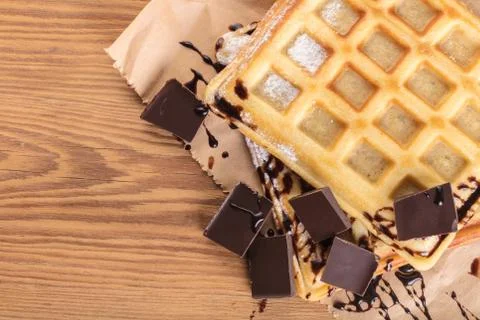 Belgian waffles with chocolate Stock Photos