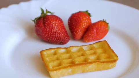 Belgian waffles close up Stock Footage 109792827