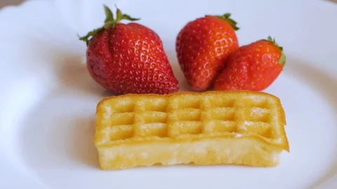 Belgian waffles close up Stock Footage 109792832