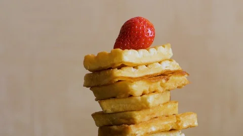Belgian waffles close up Stock Footage 109792910
