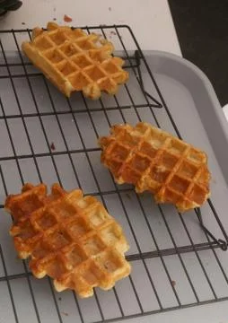Belgian waffles on a grill Foto stock