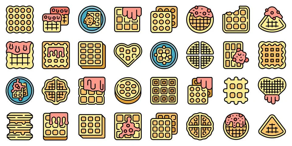 Belgian waffles icons set vector flat Illustrazione stock