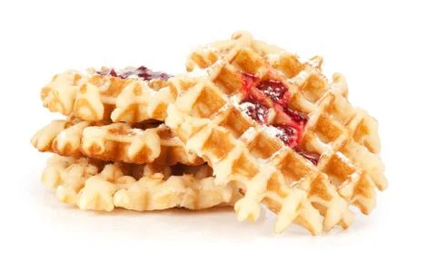 Belgian waffles with raspberry jam Stock Photos