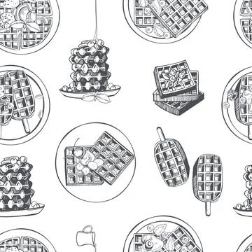 Belgian waffles. Vector  pattern Stock Illustration