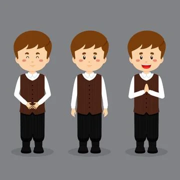 Belgians Character with Various Expression Stock Illustration