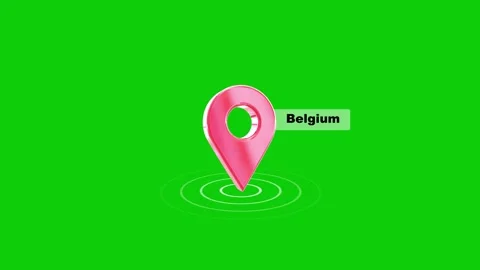 Belgium 3D Location Pin Map Marker Animation on Green Screen Background. Video stock 324609436
