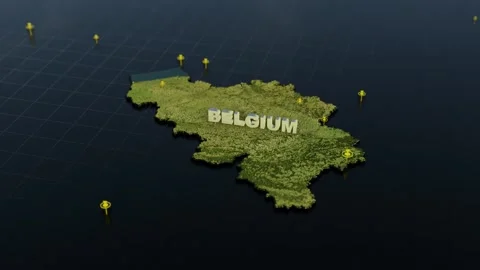 Belgium 3D Map With Animation Stock Footage 302483974